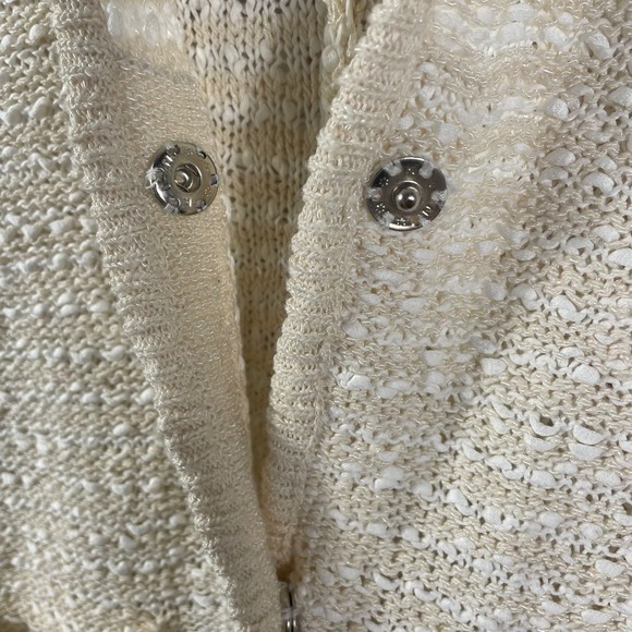 Amina Rubinacci Napoli Cream Textured Knit Cardigan Jacket Sweater 44 Made Italy - Picture 9 of 11